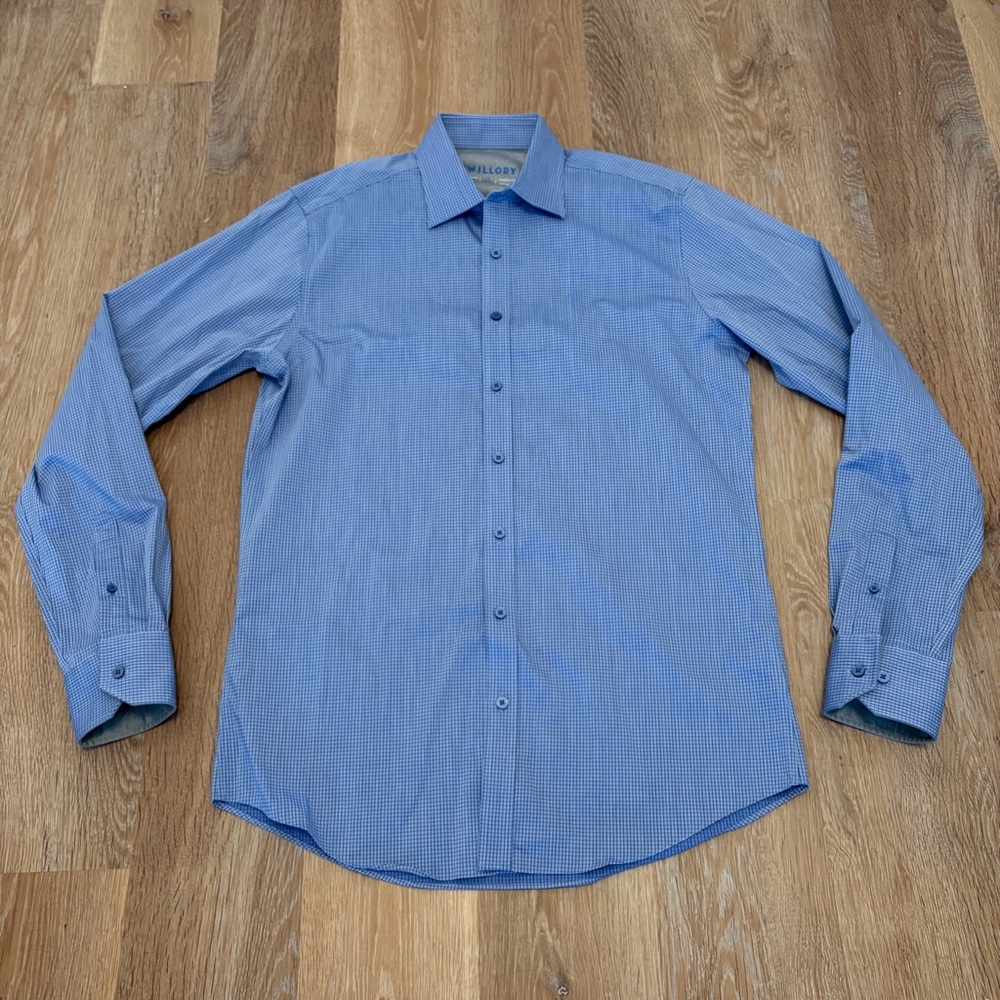 Twillory Performance Dress Shirt 16 36-37 Athletic Performance Stretch Blue